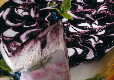 Frozen Peach Mousse with Blueberry Swirl